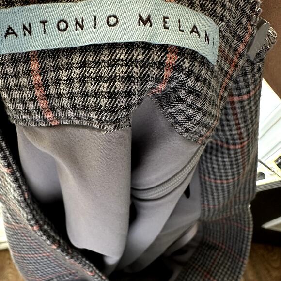 Antonio Melani Sz 12 Gray and Peach Coral Check Pencil Skirt Career Classic - Picture 4 of 7